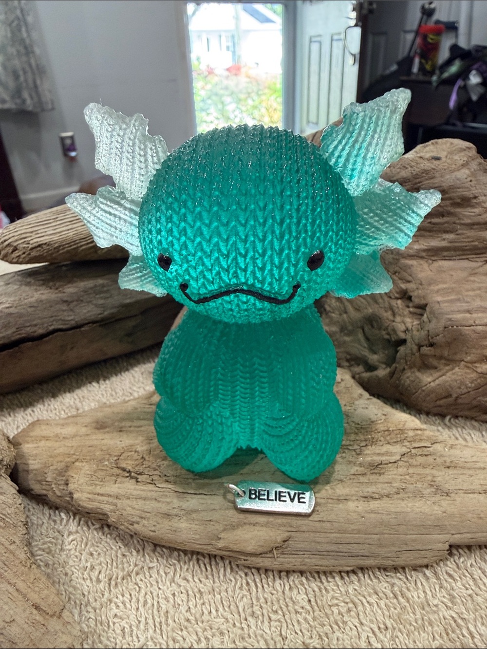 Aquatic Teal Resin Axolotl Reptile Ornament - Believe Charm